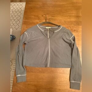 Moa Moa Blue Waffle Knit Top